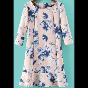 Pink/Blue Floral Ruffle Spring Easter Dress Petite